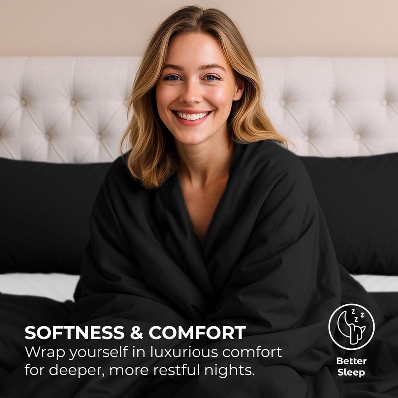 Pure Bedding Bed Sheets - Queen Sheet Set [4-Piece, Black] - Hotel Luxury 1800 Brushed Microfiber - Soft and Breathable - Deep Pocket Fitted Sheet, Flat Sheet, Pillow Cases - Image 4